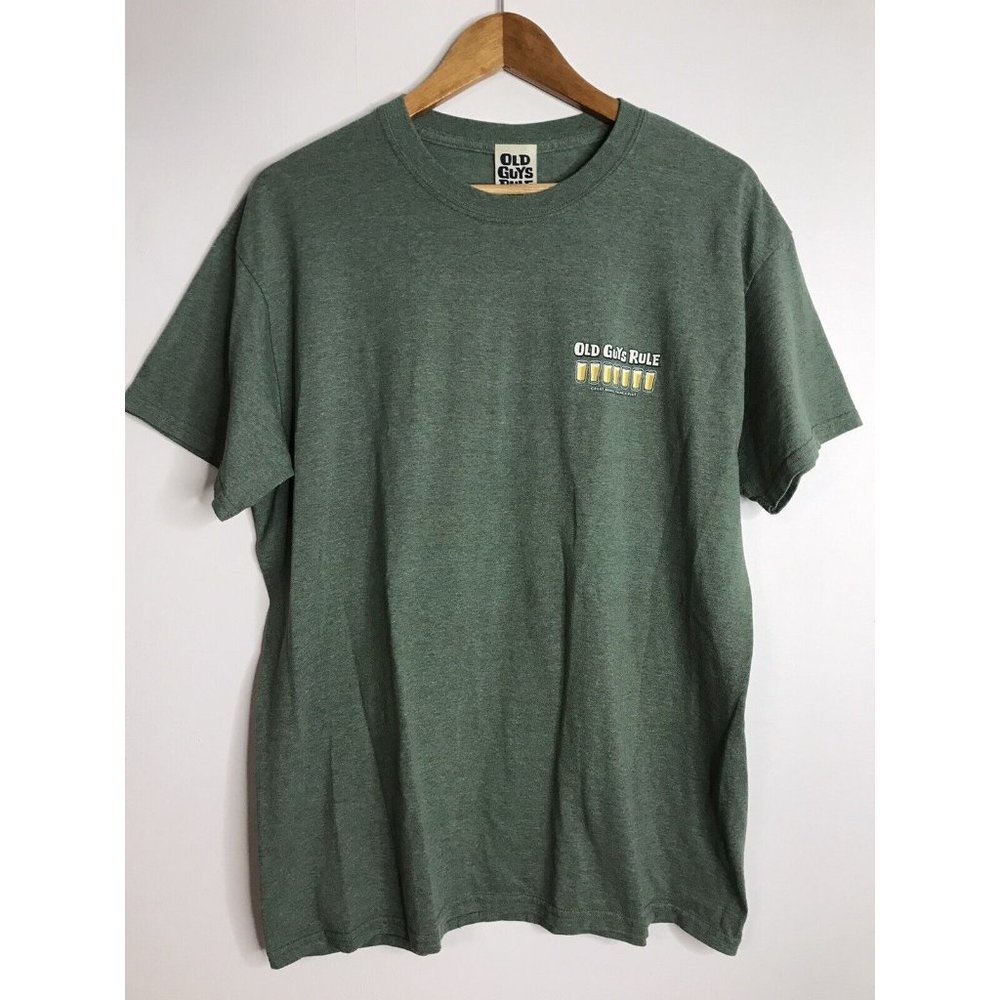 Old Guys Rule Great Minds Think A Pint Beer Green Men's Large T Shirt